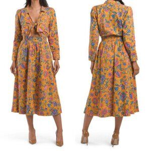 NWT New House of Harlow 1960 Cheyna Orange Floral Bohemian Dress Size S